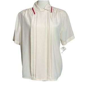 Rena Rowan for SAVILLE Cream Short Sleeved Button Blouse - Size 8
